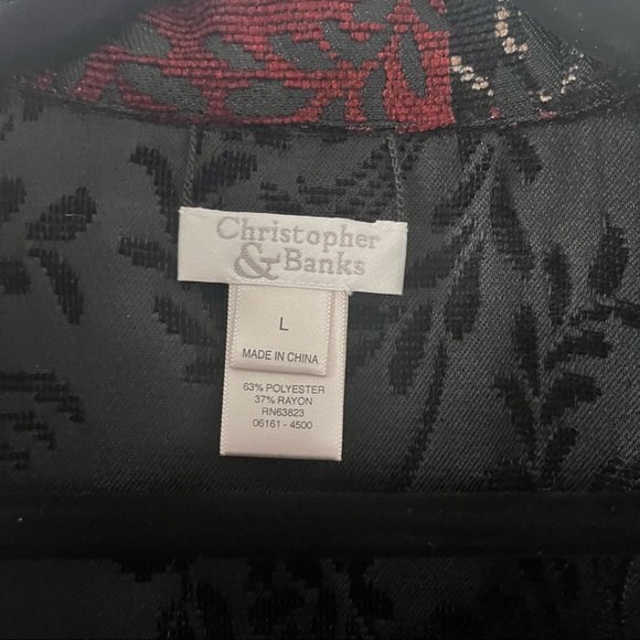 CHRISTOPHER & BANKS Jacket Tapestry Tweed Patchwork Brocade Boho Reversible Sz L - Picture 5 of 8